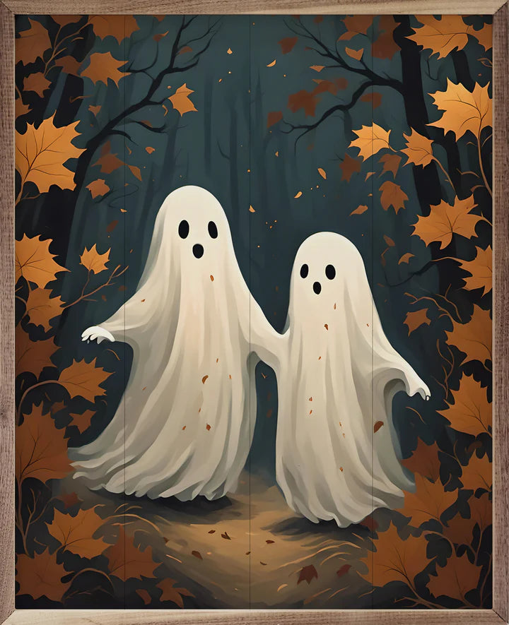 Two Ghost With Orange Leaves 8x10
