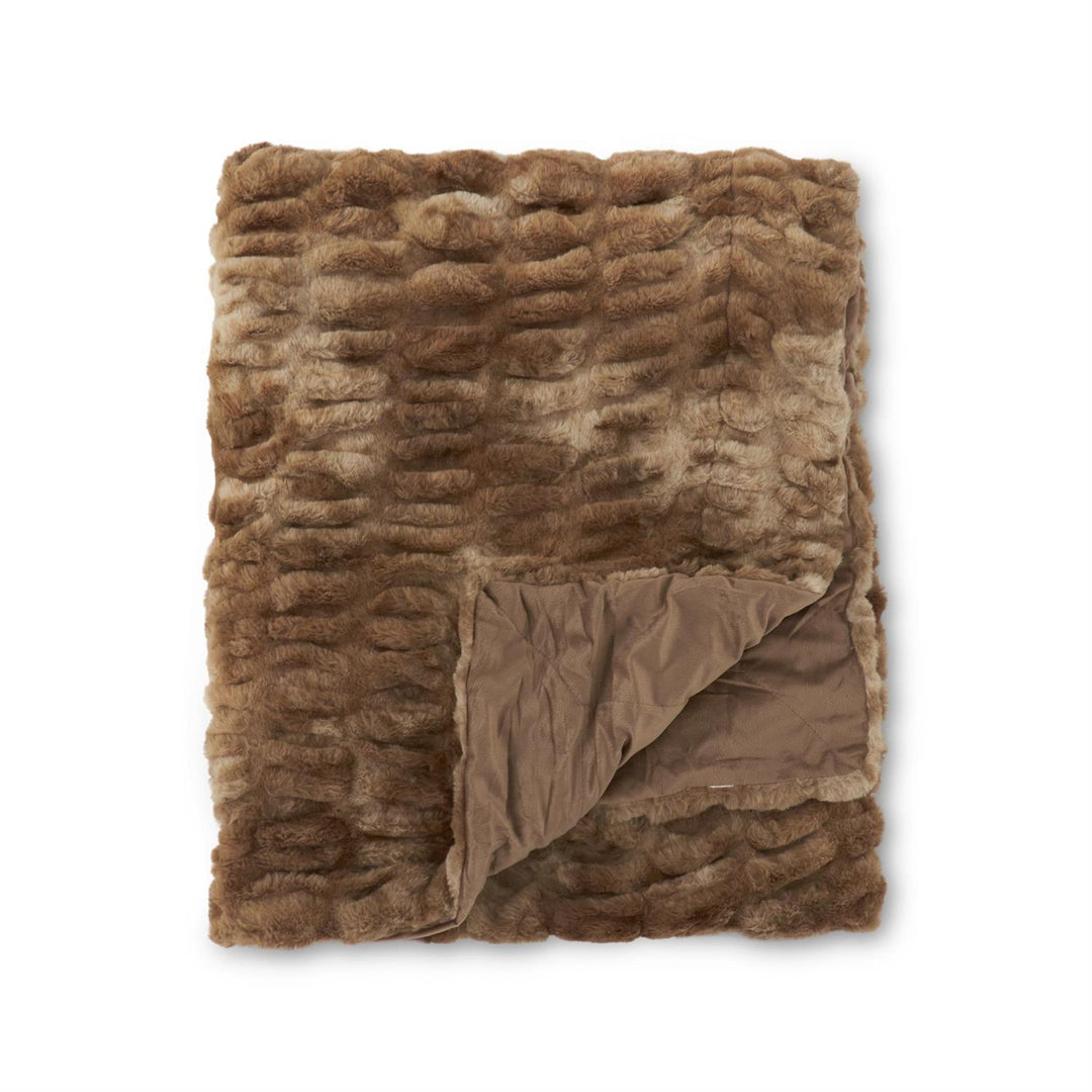 Brown Ribbed Faux Fur Blanket