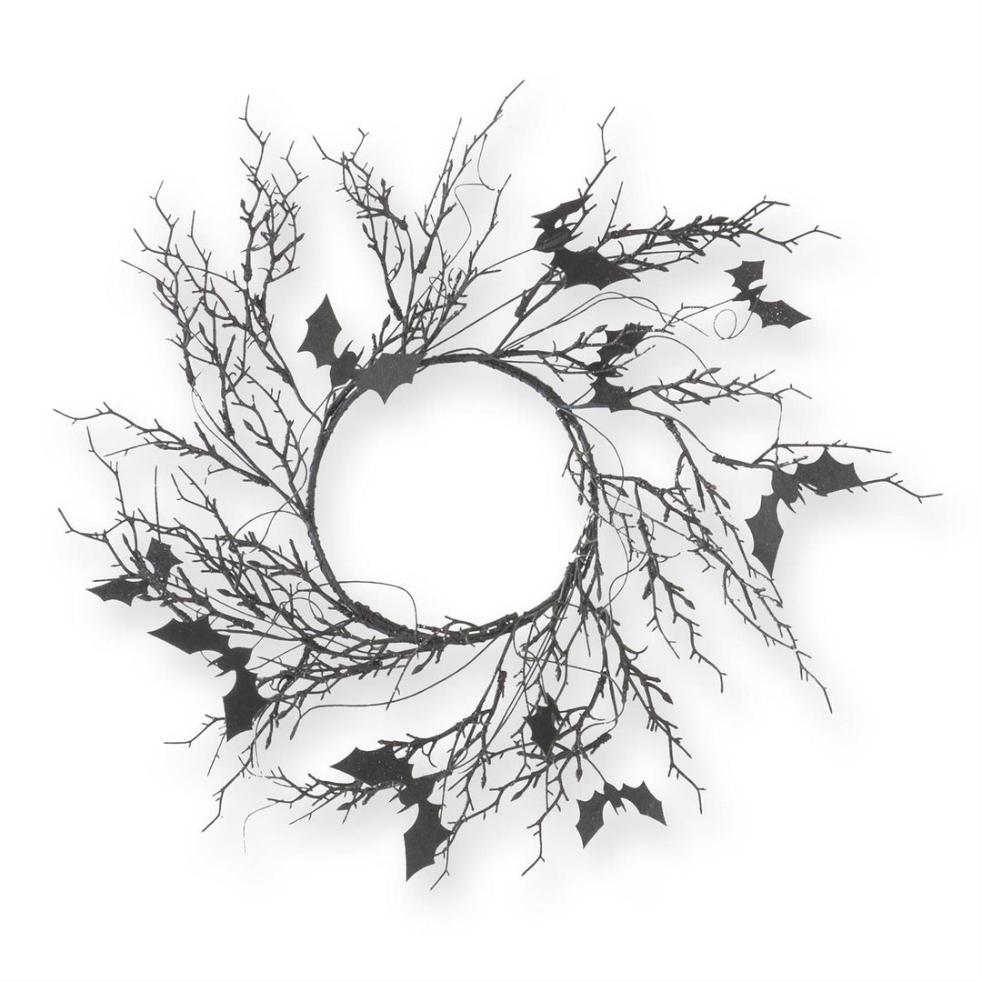 Black w/Purple Glitter Twig & Bat Candle Ring