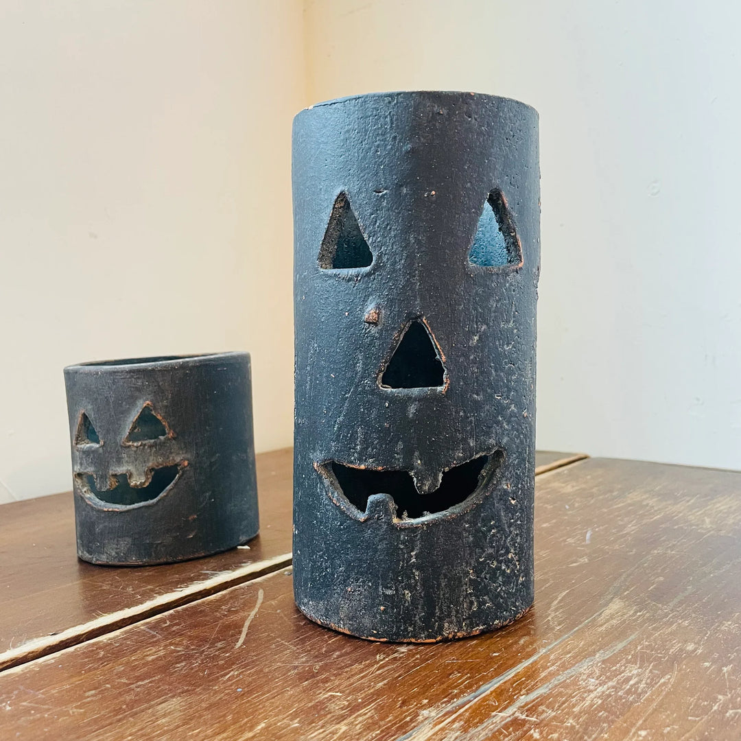Tall Black Clay Jack-O-Lantern