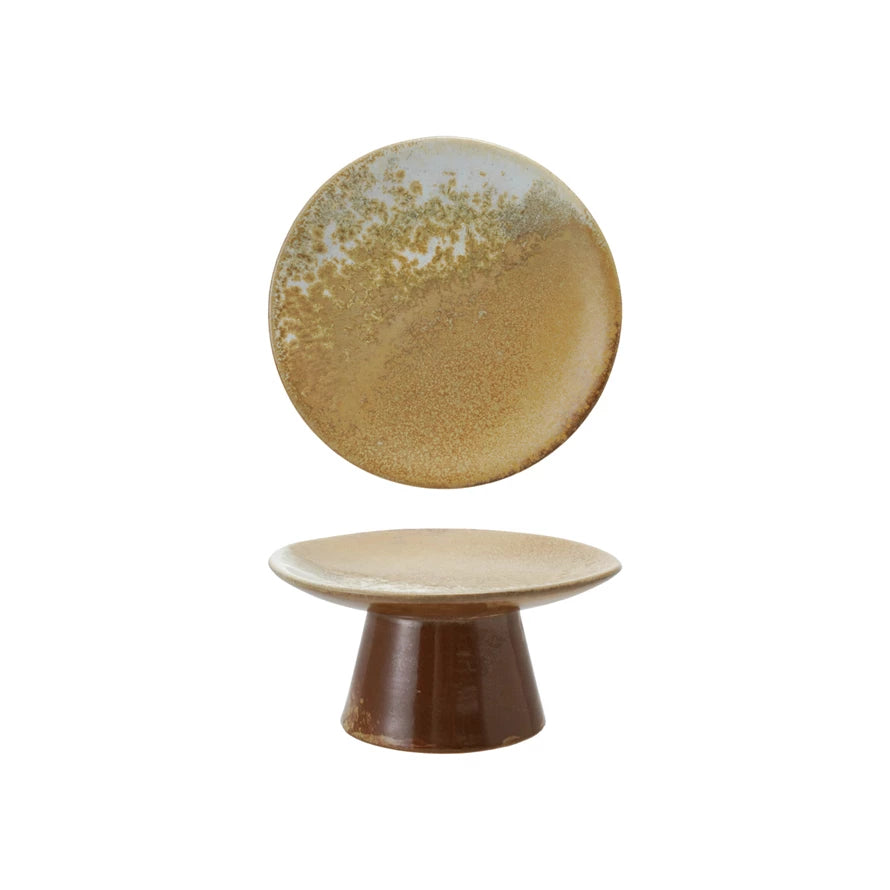 Stoneware Pedestal, Reactive Glaze