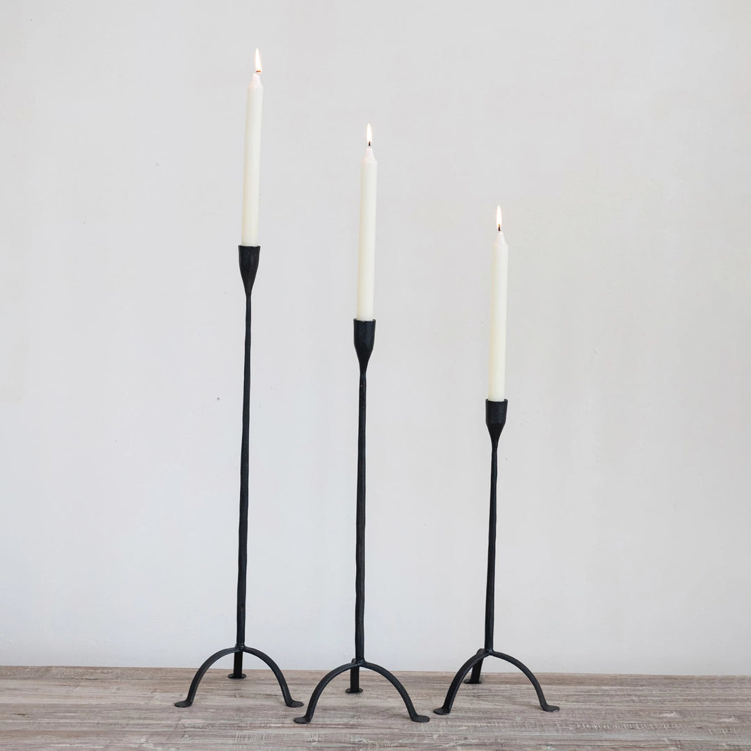Hand-Forged Cast Iron Footed Taper Holder