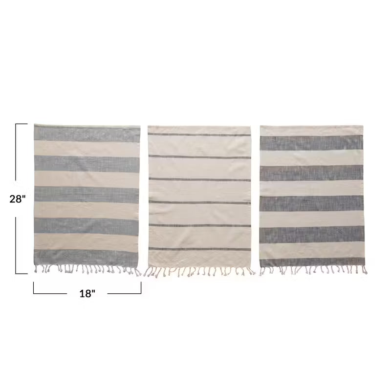 Blue Striped Tea Towels with Tassels