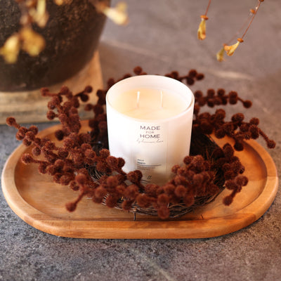 Brown Flocked Berry Candle Ring
