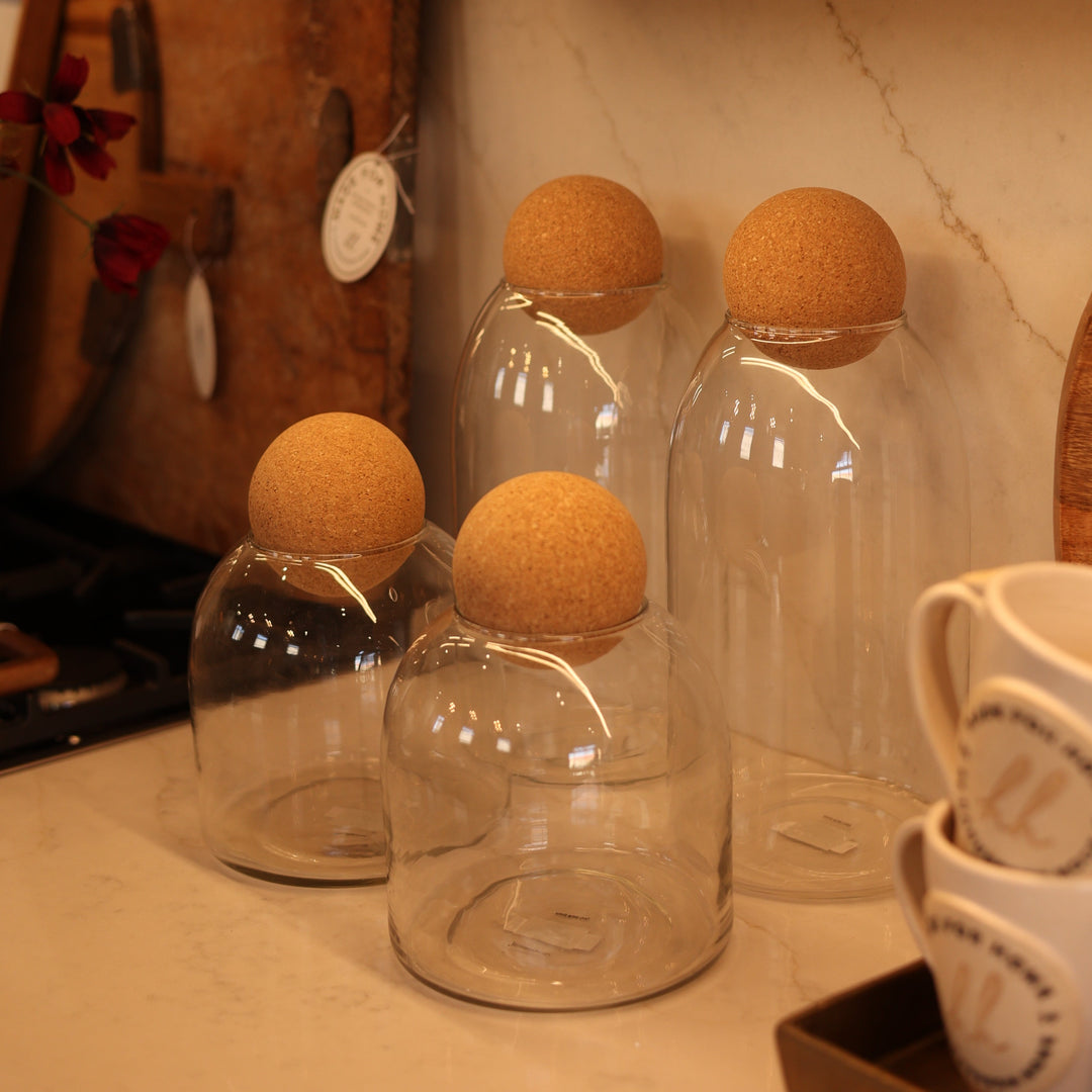 Glass Jar with Cork Ball Lid