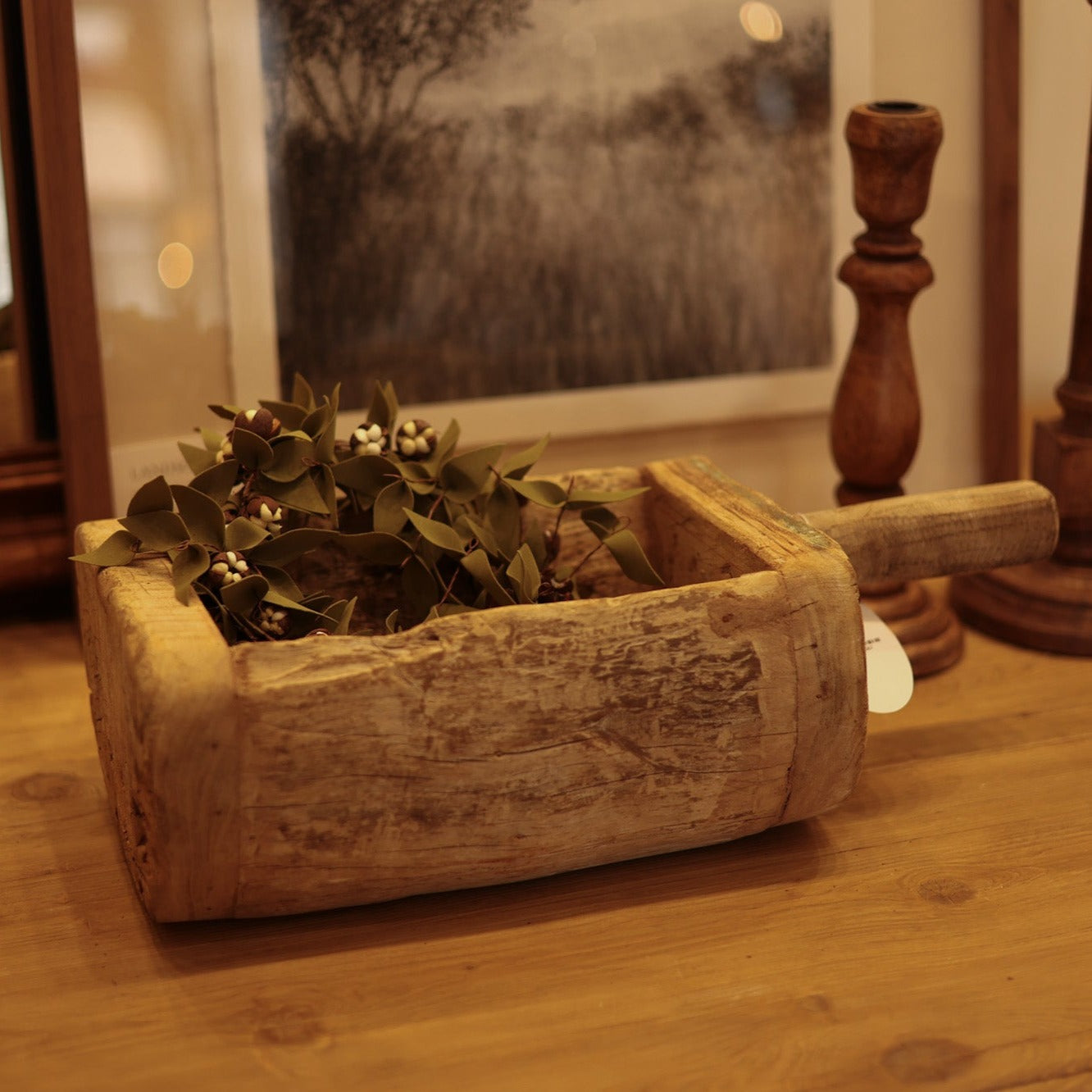 Found Decorative Wood Trug w/ Handle