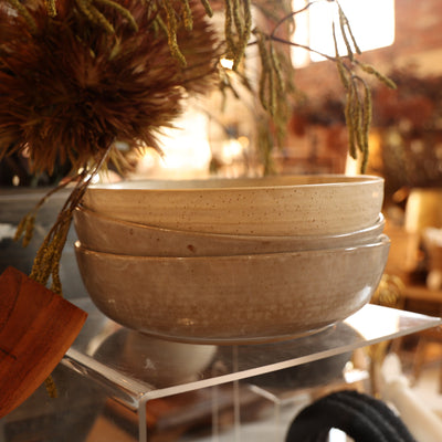 Stoneware Serving Bowl with Reactive Glaze
