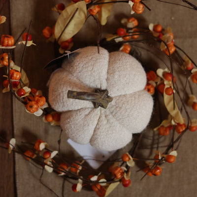 Fuzzy White Knit Pumpkin
