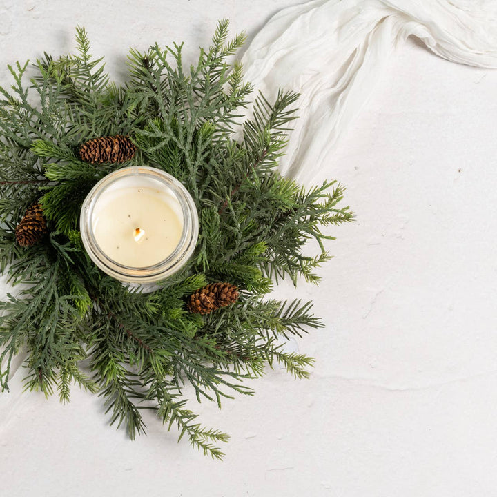 15" MIXED PINE WREATH WITH PINECONES