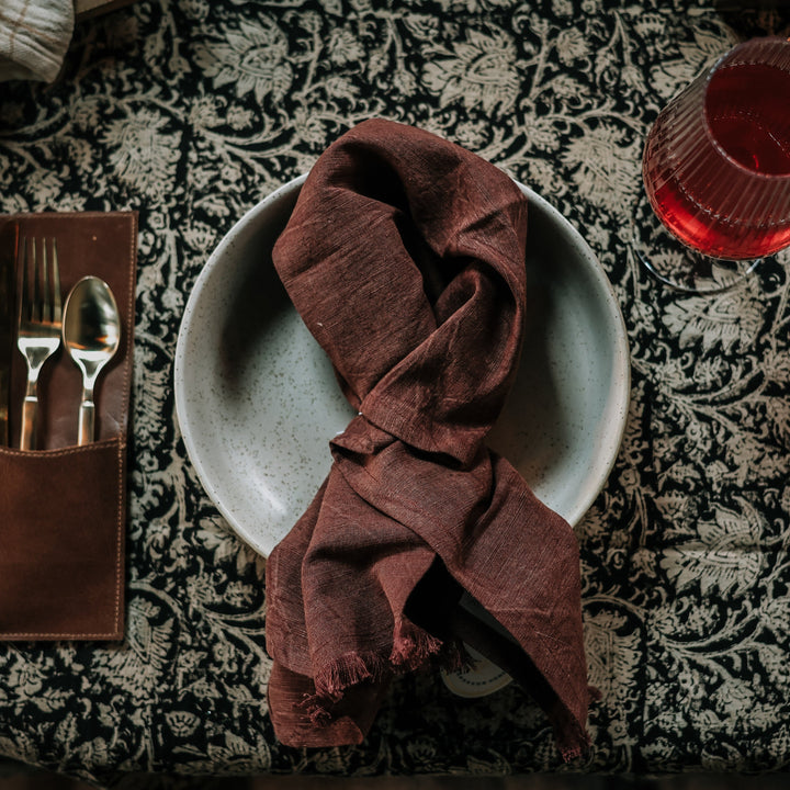 Stonewashed Linen Tea Towels with Fringe