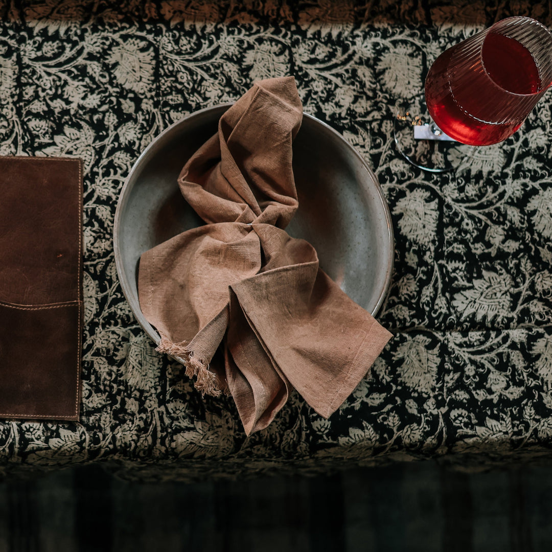 Stonewashed Linen Tea Towels with Fringe