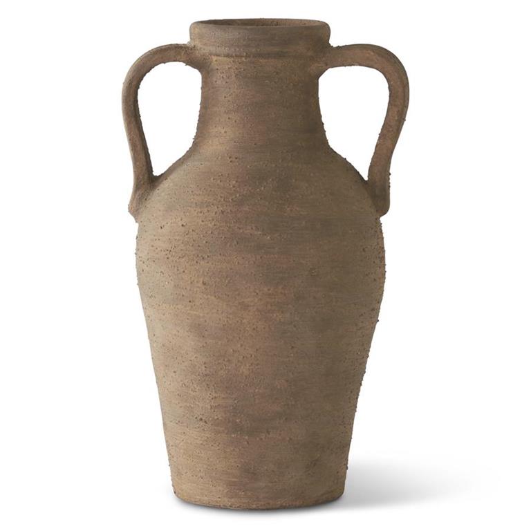 Charcoal Textured Terracotta Double Handle Vase