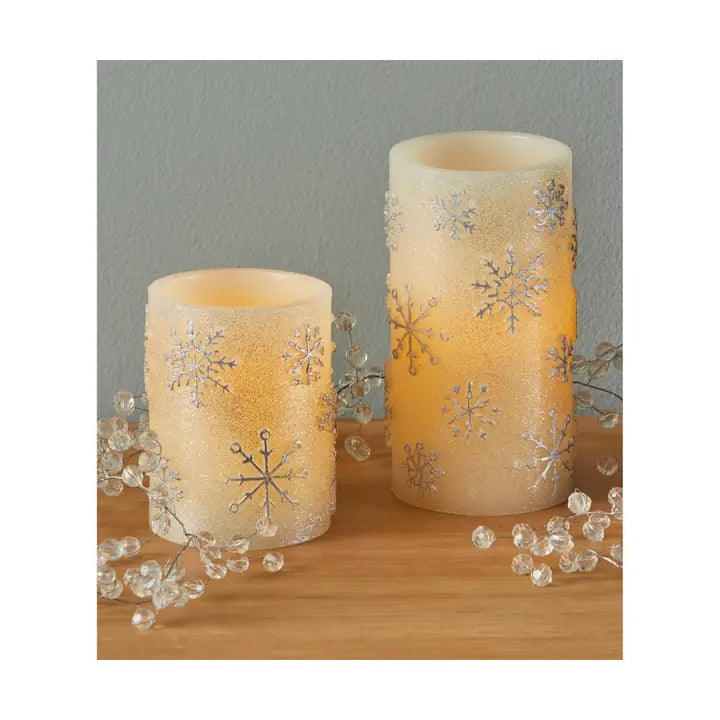 Snowflake Led Pillar Candle
