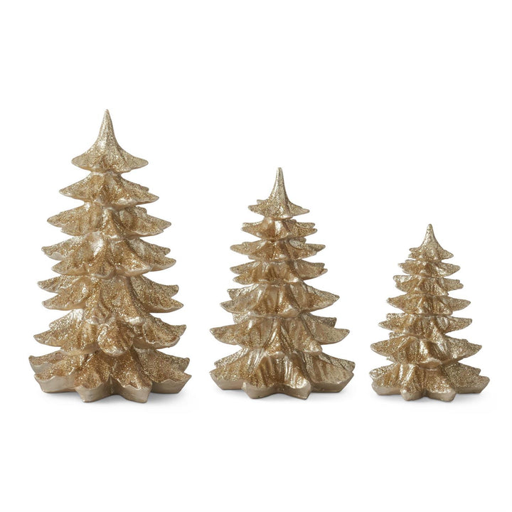 Gold Glittered Resin Christmas Trees