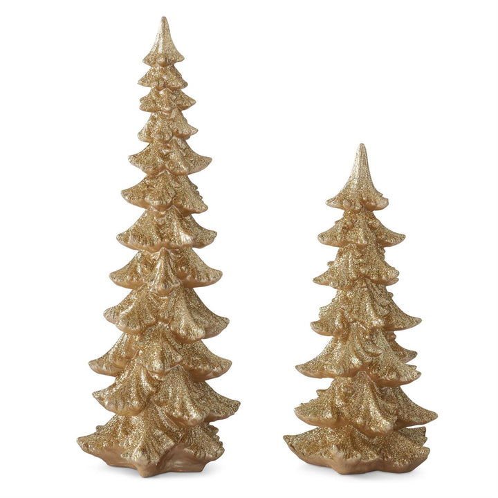 Gold Glittered Resin Christmas Trees