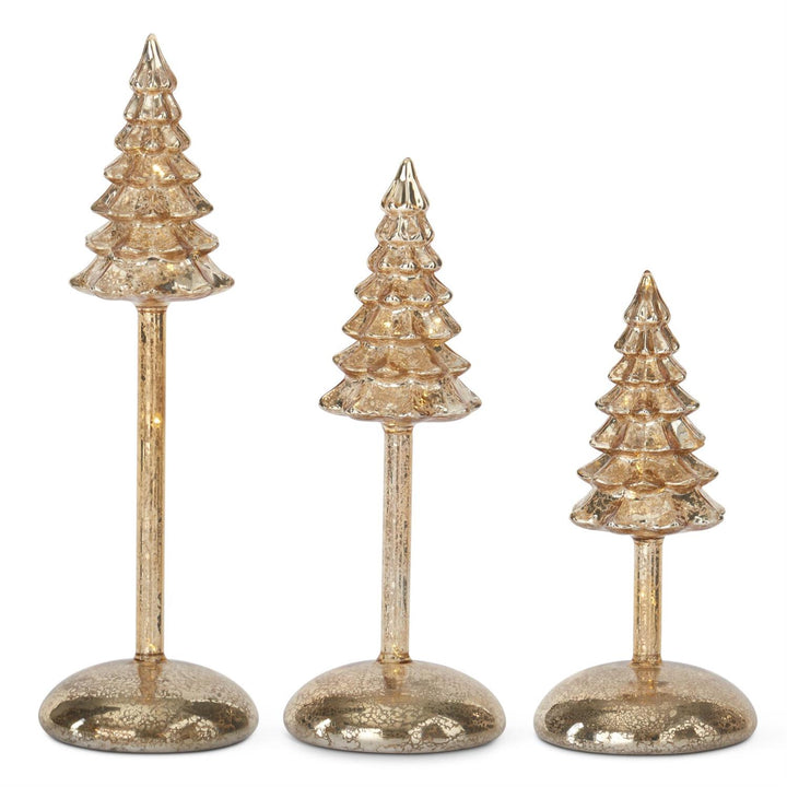 Gold Mercury Glass LED Christmas Tree Finials w/Timer