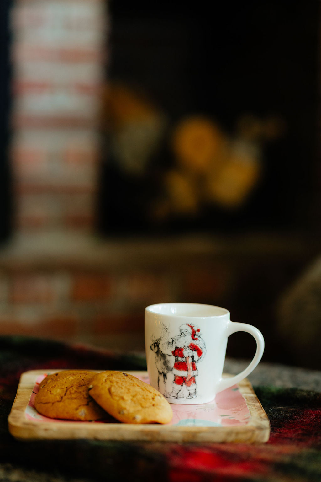 12 oz. Stoneware Mug with Santa & Reindeer Image, 4 Styles