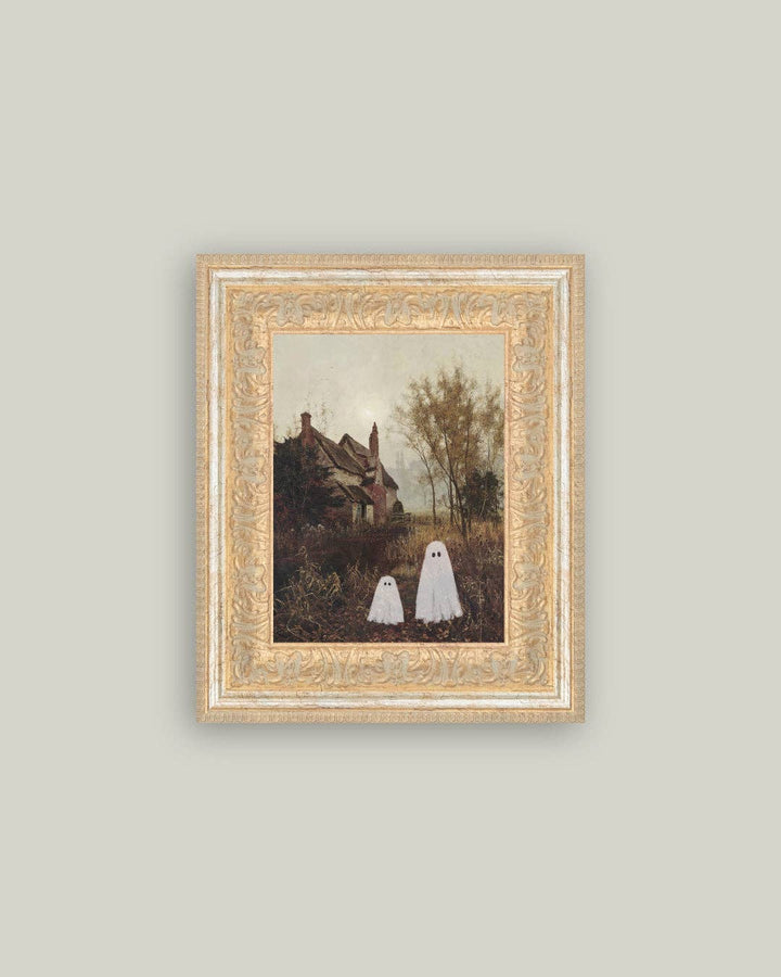 Two Ghosts in Autumn Framed Antique Art