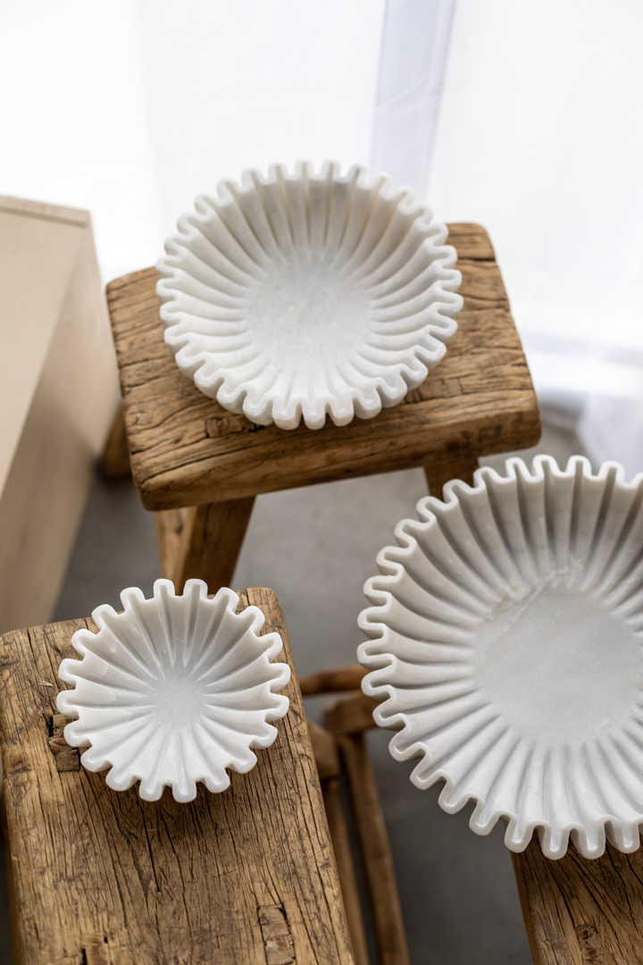Marble Fluted Scalloped Bowls