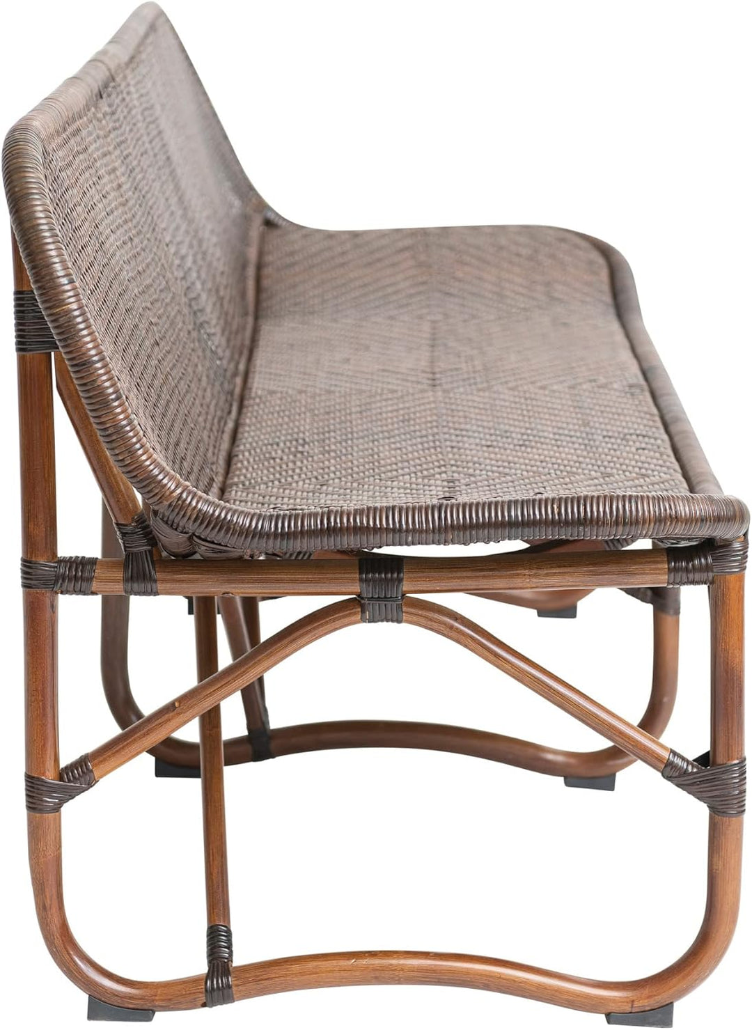 Lanut Rattan Hand-Woven Rattan Settee, Walnut Finish – Made for Home