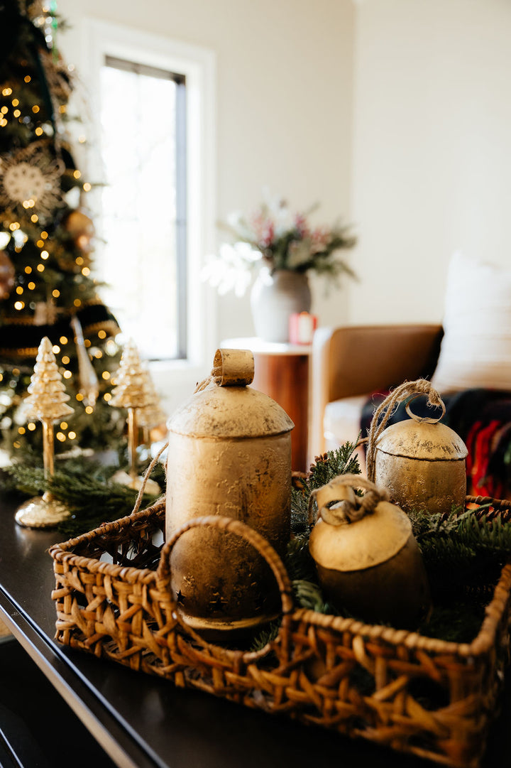 Metal Bell on Jute Rope with Star Cut-Outs