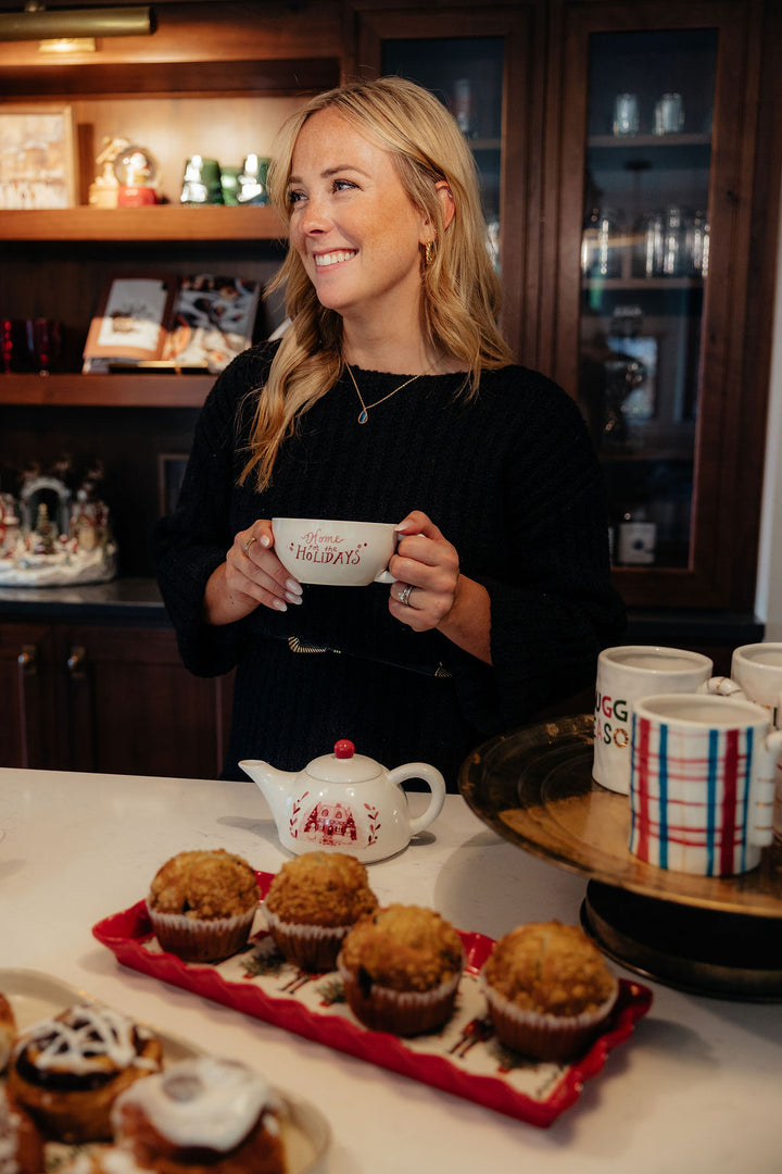 "Home for the Holidays" 16 oz. Stoneware Tea For One with 12 oz. Teacup