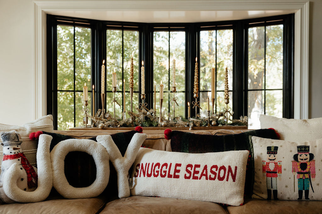 Woven Cotton Slub "JOY" Shaped Pillow