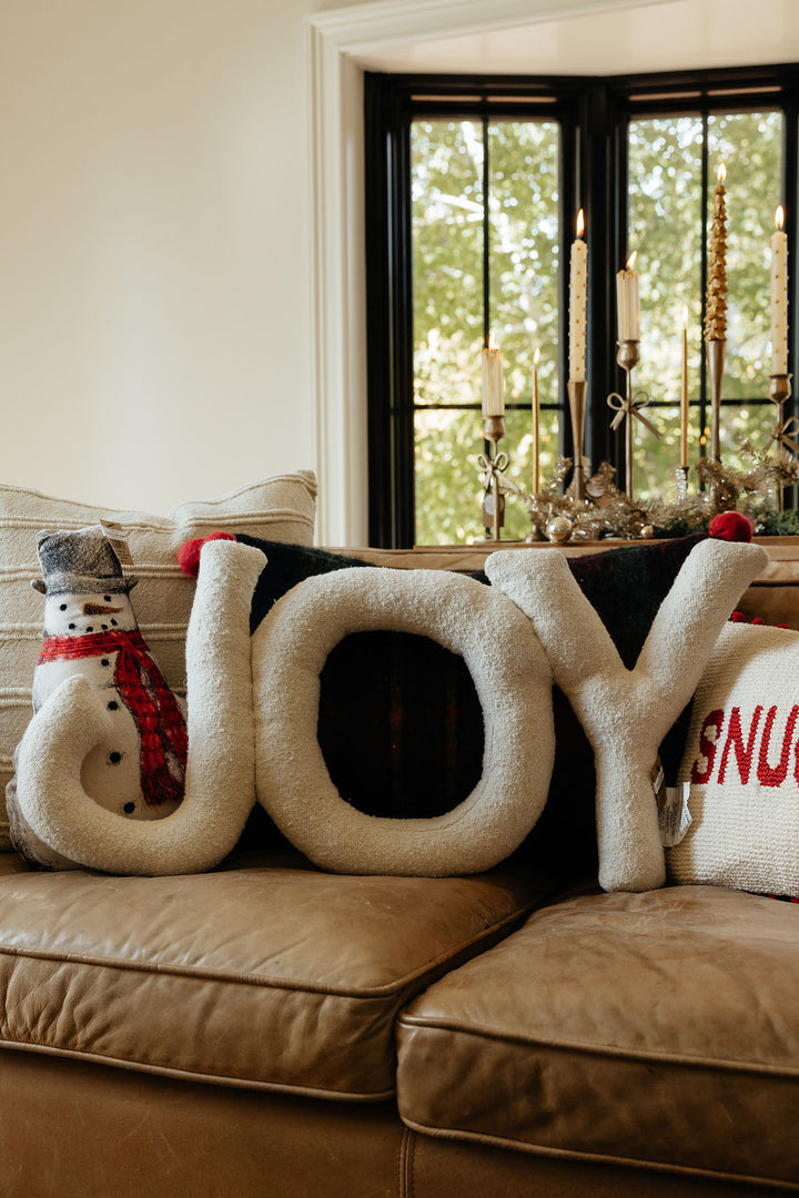 Woven Cotton Slub "JOY" Shaped Pillow