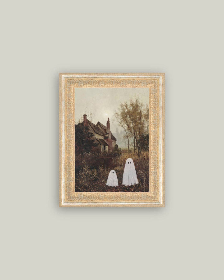 Two Ghosts in Autumn Framed Antique Art