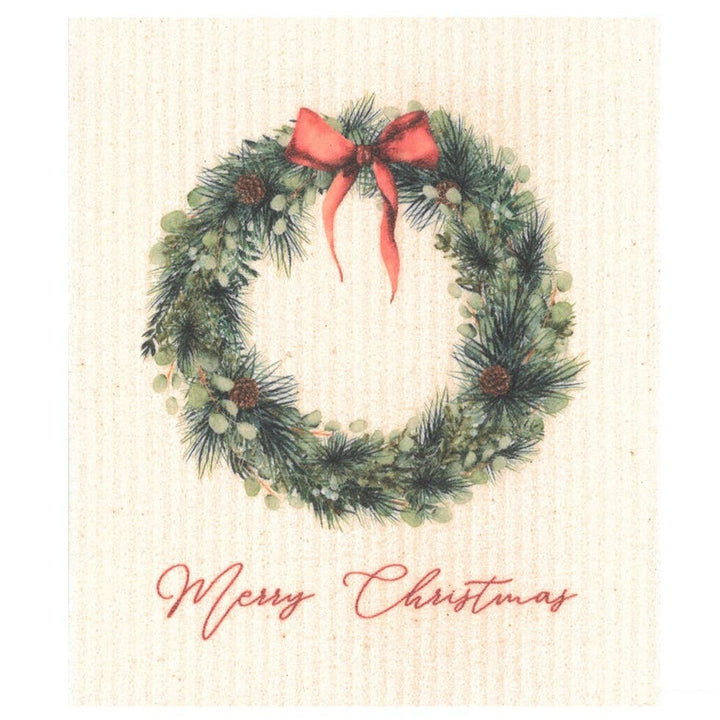 Merry Christmas Wreath | Swedish Dishcloth