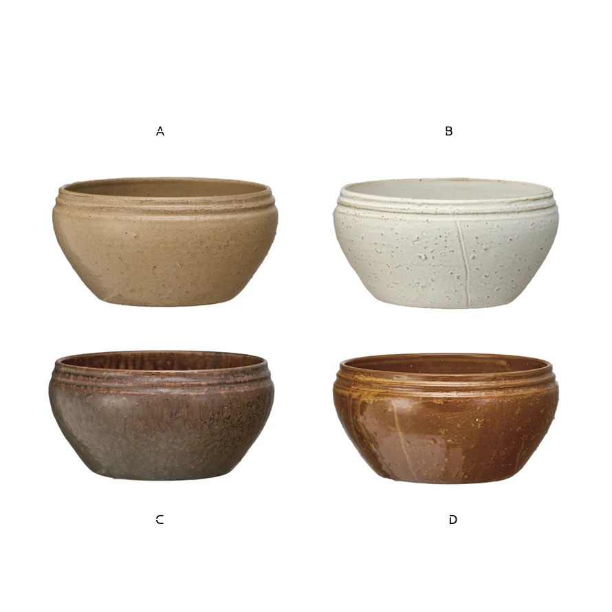 Decorative Stoneware Bowl, Chrome Finish