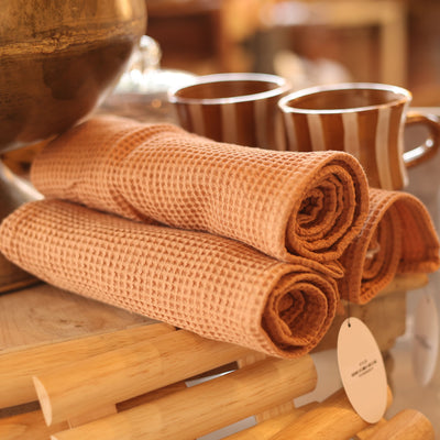Oversized Woven Linen & Cotton Waffle Tea Towel w/ Loop