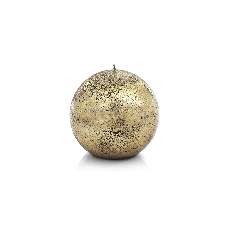 Shiny Metallic Ball Candle in Antique Gold