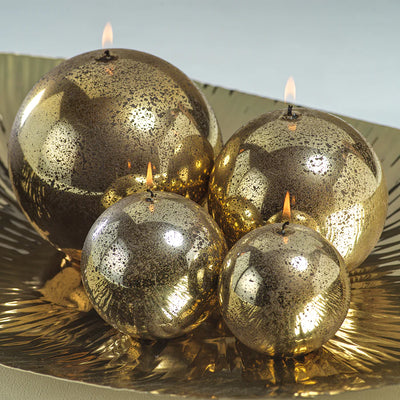 Shiny Metallic Ball Candle in Antique Gold