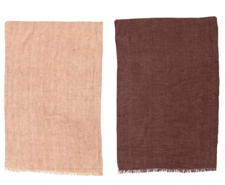 Stonewashed Linen Tea Towels with Fringe