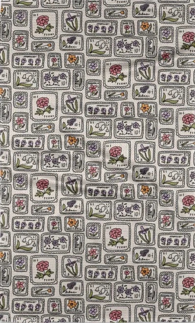 Floral Postage Stamps Tea Towel