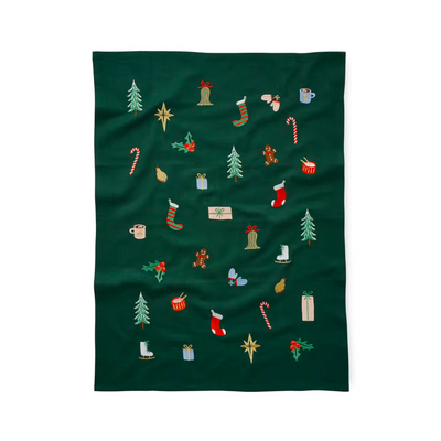 Signs of the Season Embroidered Tea Towel