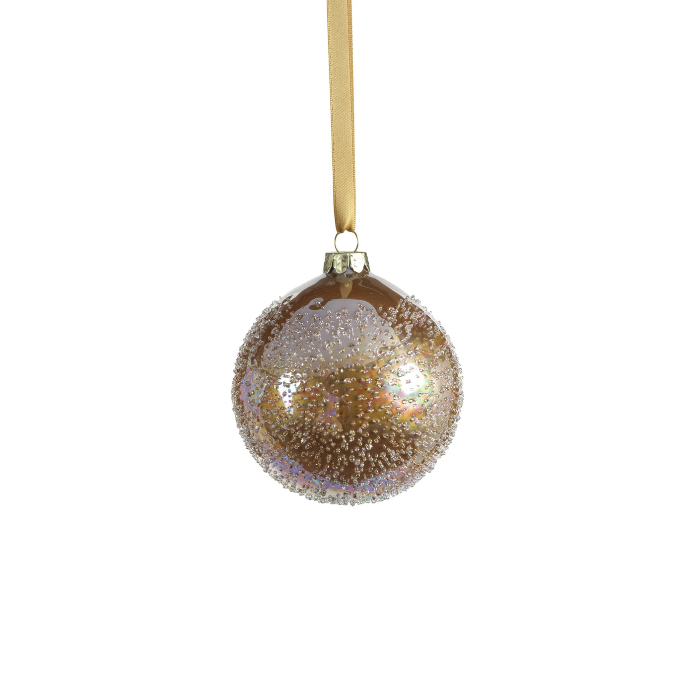 Golden Sugar Bead Glass Ball Ornament
