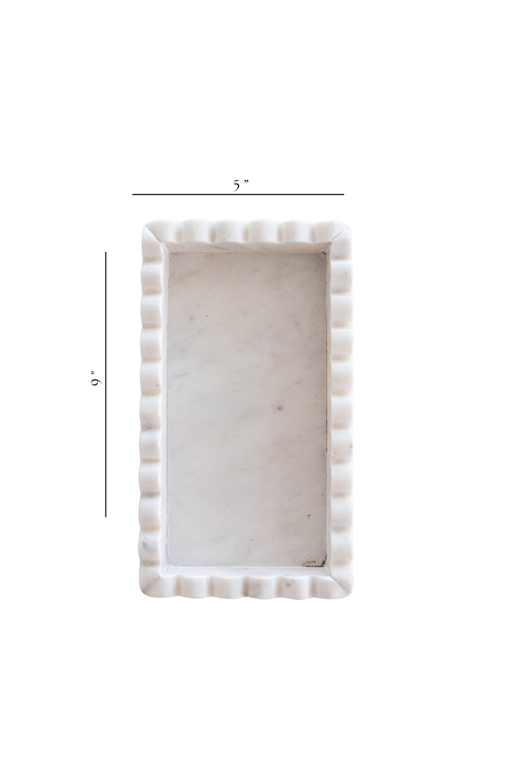 White Marble Scalloped Bridge Tray