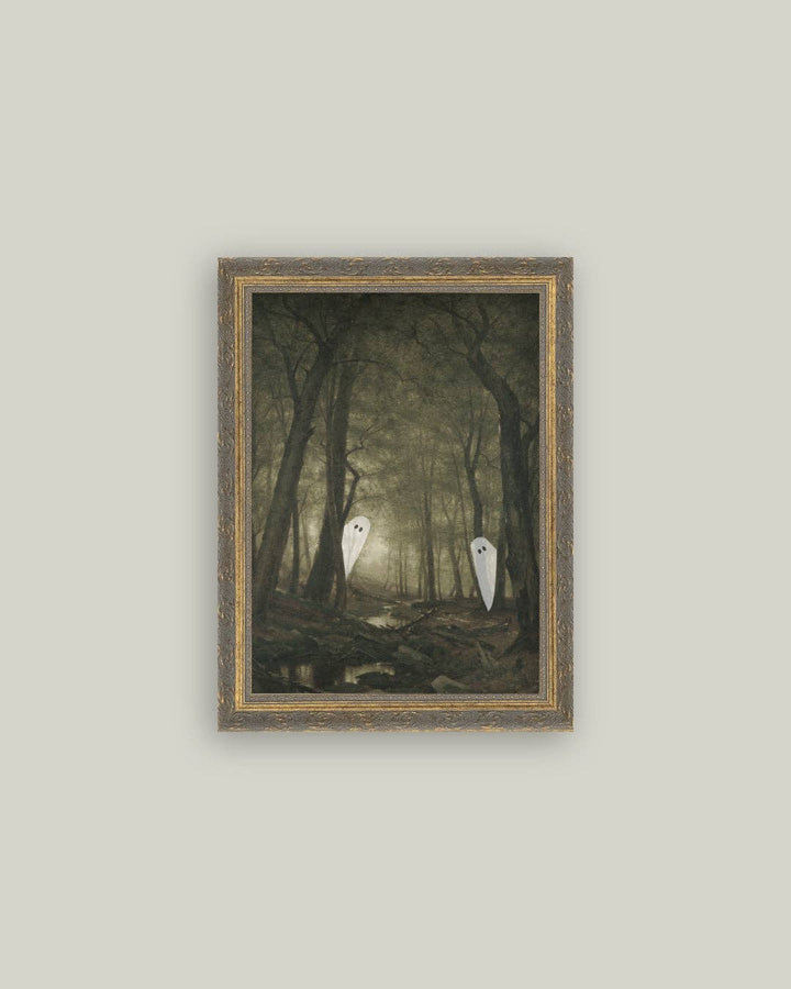 Peeking Ghost Framed Antique Art