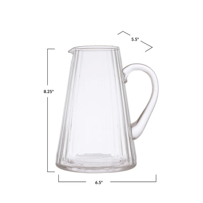 Ribbed Glass Pitcher
