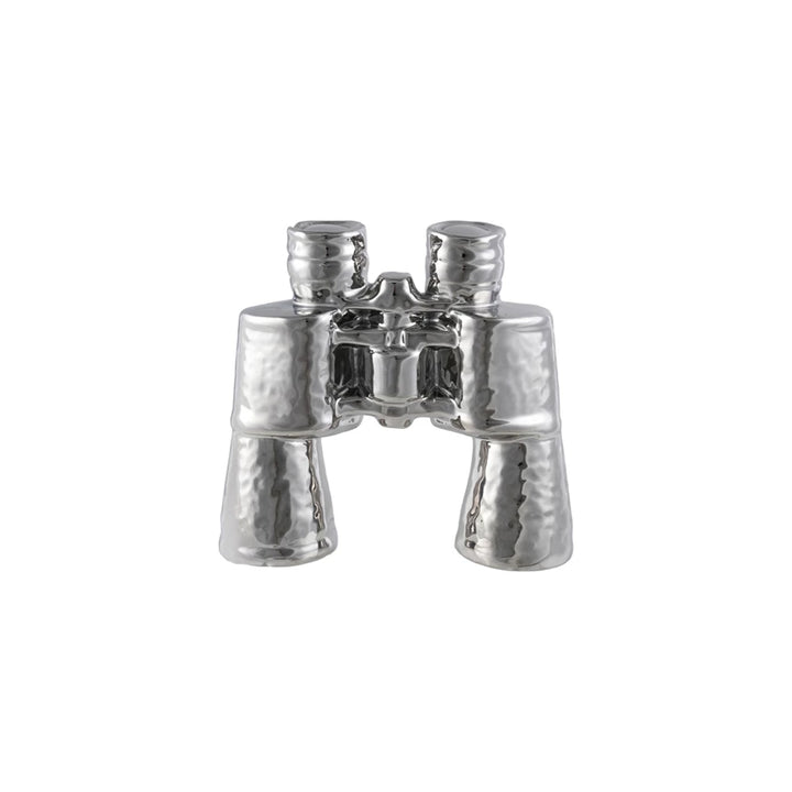 Stoneware Binoculars Décor, Chrome Finish
