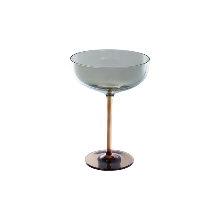 8 oz. Martini Glass, Iridescent Finish, Amber Color & Green