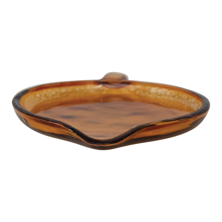 Pressed Recycled Glass Spoon Rest/Dish, Amber Color