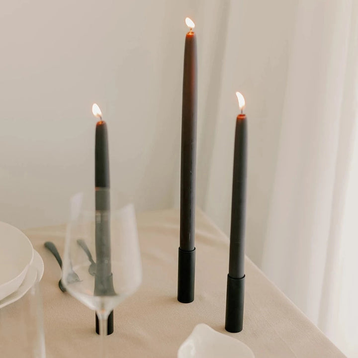 Charcoal Hand-Dipped Beeswax Candles