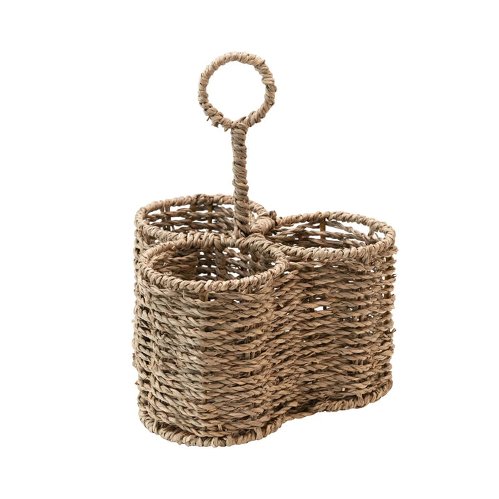 Woven Seagrass Caddy with 3 Sections