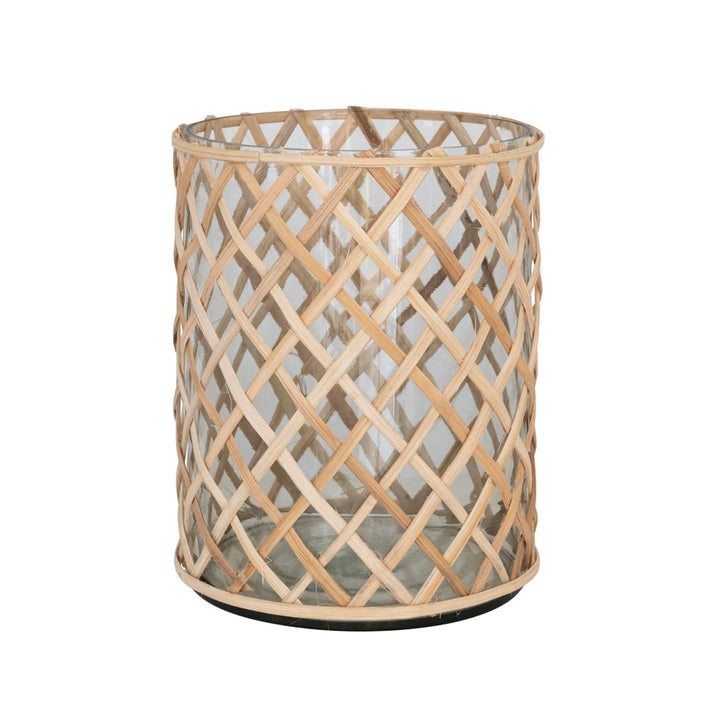 Recycled Glass Rattan Wrapped Vase