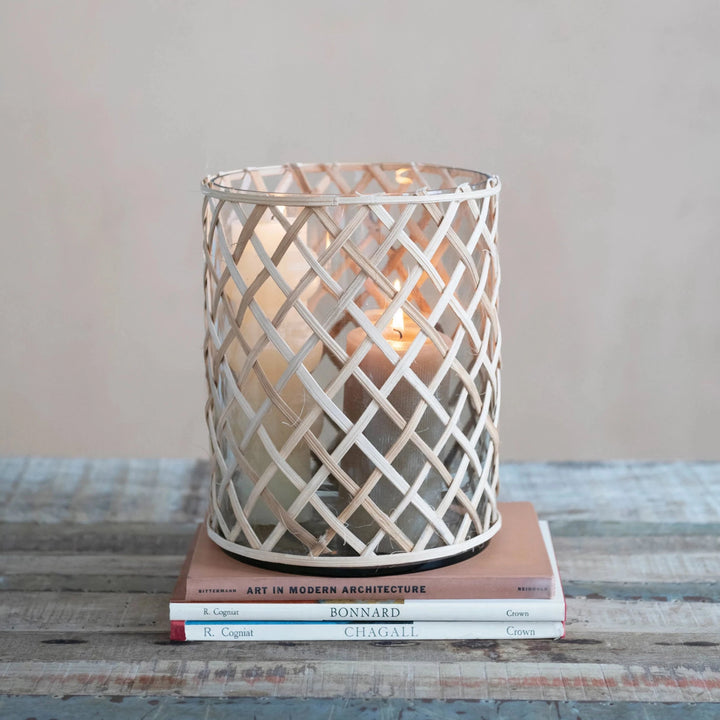 Recycled Glass Rattan Wrapped Vase