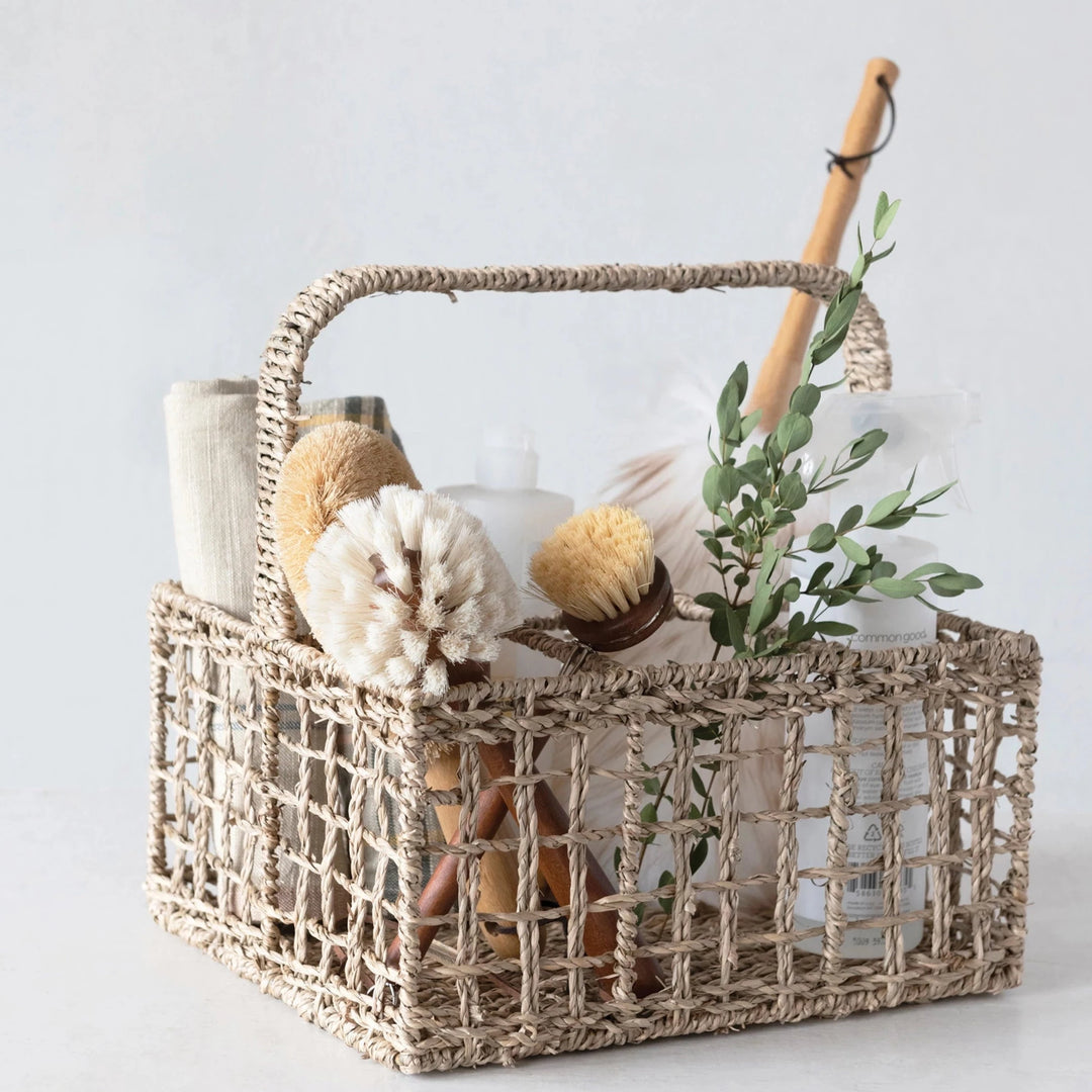 Hand-Woven Seagrass Caddy with Handle