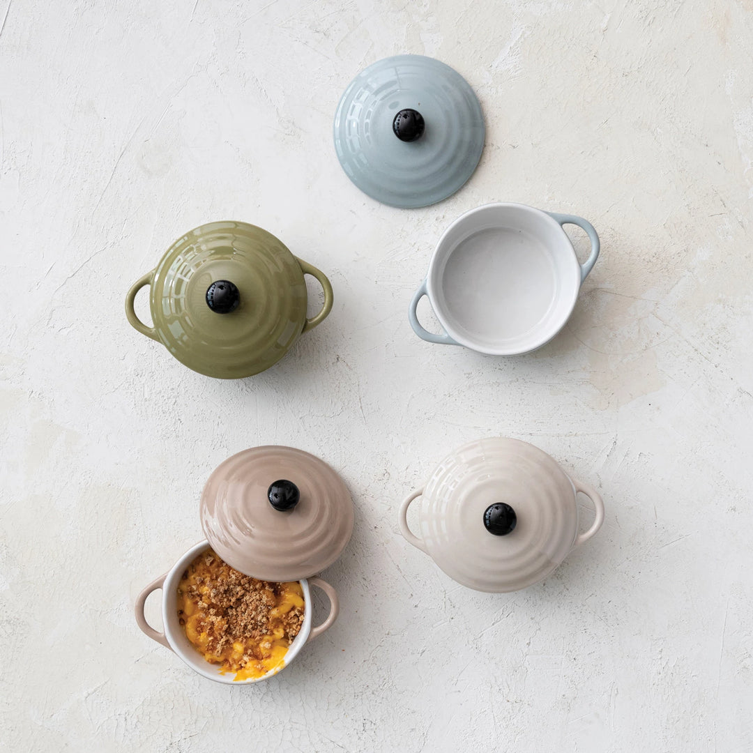 1 Cup Stoneware Mini Baker w/ Lid, 4 Colors